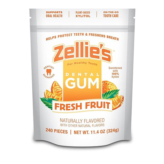 Zellie's | 100% Xylitol Fresh Fruit Chewing Gum | No Aspartame, Gluten Free, Vegan & Kosher (240 Count - Pack of 1)