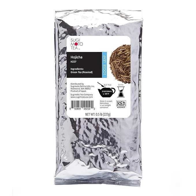 SUGIMOTO TEA Japanese Hojicha Roasted Green Tea Loose Leaf 0.5 lb (227 g) Pack of 1