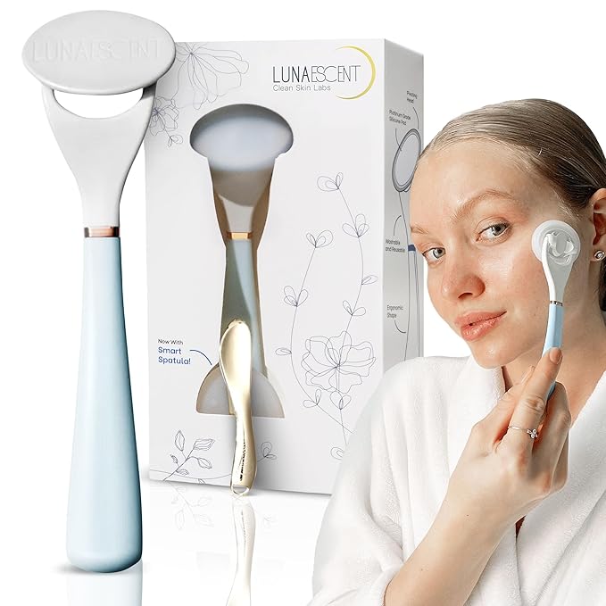 Serum Applicator for Face Sky Blue Reusable Skincare Applicator Serums, Oils, Medicated Ointments, Sunscreen, Makeup, Face Cream Applicator, Cooling & Warming Face Massager Tool by LUNAESCENT