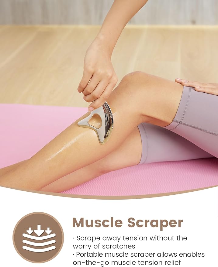 lifechill Stainless Steel Gua Sha, Muscle Scraper Tool, Lymphatic Drainage Massager for Self Care, Metal GuaSha Tool for Full Body, Trigger Point Massage Tools for Pain Relief