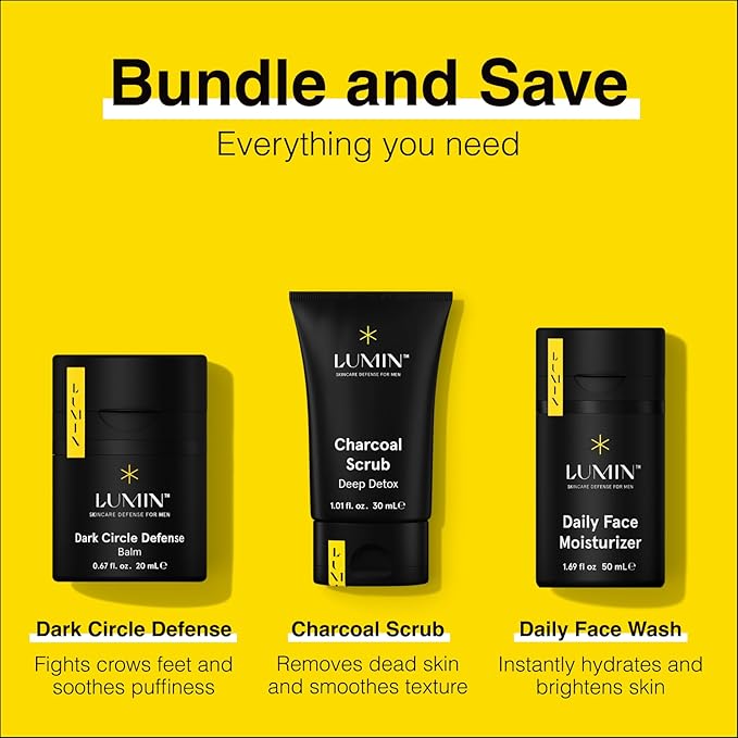 Lumin Skin Care Set Routine for Men - Boss Trio - Men's Facial Care Kit, Men's Skincare Routine Banish Dark Circles, Puffiness, Clogged Pores - 2 Month Supply
