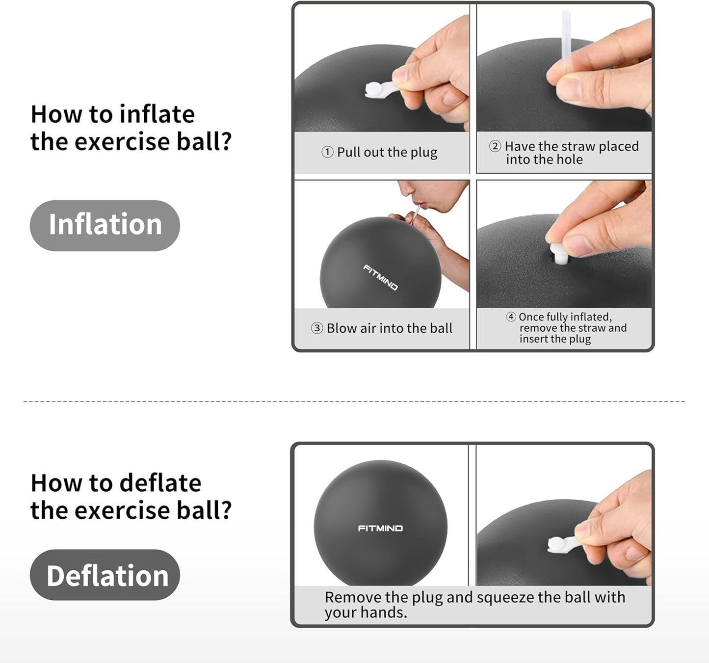 Pilates Ball 10 Inch Anti-Burst Slip Resistant Mini Yoga Ball for Fitness, Core Training, Physical Therapy, Balance, Stability, Stretching 200kg 440lbs Capacity  Black