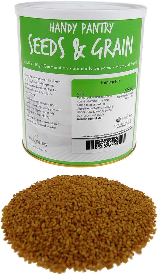 Organic Fenugreek Sprouting Seeds - Seeds for Planting, Hydroponics, Growing Sprouts, Grinding For Spices & More (5 Lb)