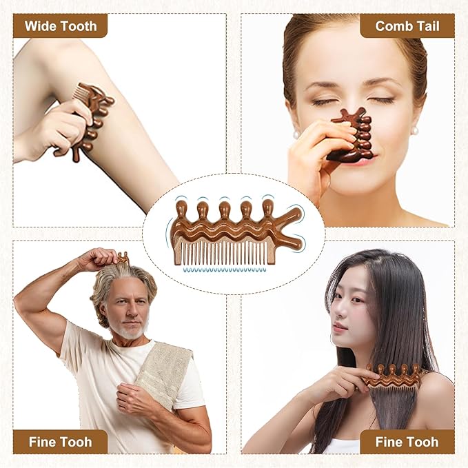 Wooden Scalp Comb, Pocket Fine Tooth Hair Combs for Women/Men, Natural Wooden Massage Comb (ProElite)