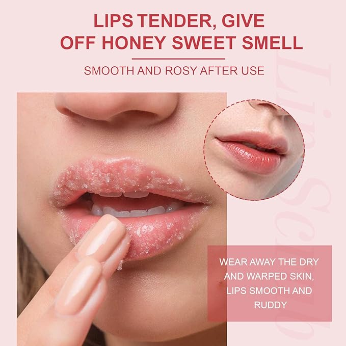 Lip Exfoliator Scrub, Lip Exfoliator Scrub and Moisturizer, Sugar Lip Scrub for Dry Cracked Lips, Gently Exloliate, Exfoliating Lip Scrub For Lip Repair, Nourish Lips (Peach)