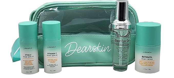 Anti-Aging Skincare Gift Set with Travel Bag - A Gesture of Ageless Love with Hyaluronic Acid Serum Vitamin C Eye Gel and Retinol Cream
