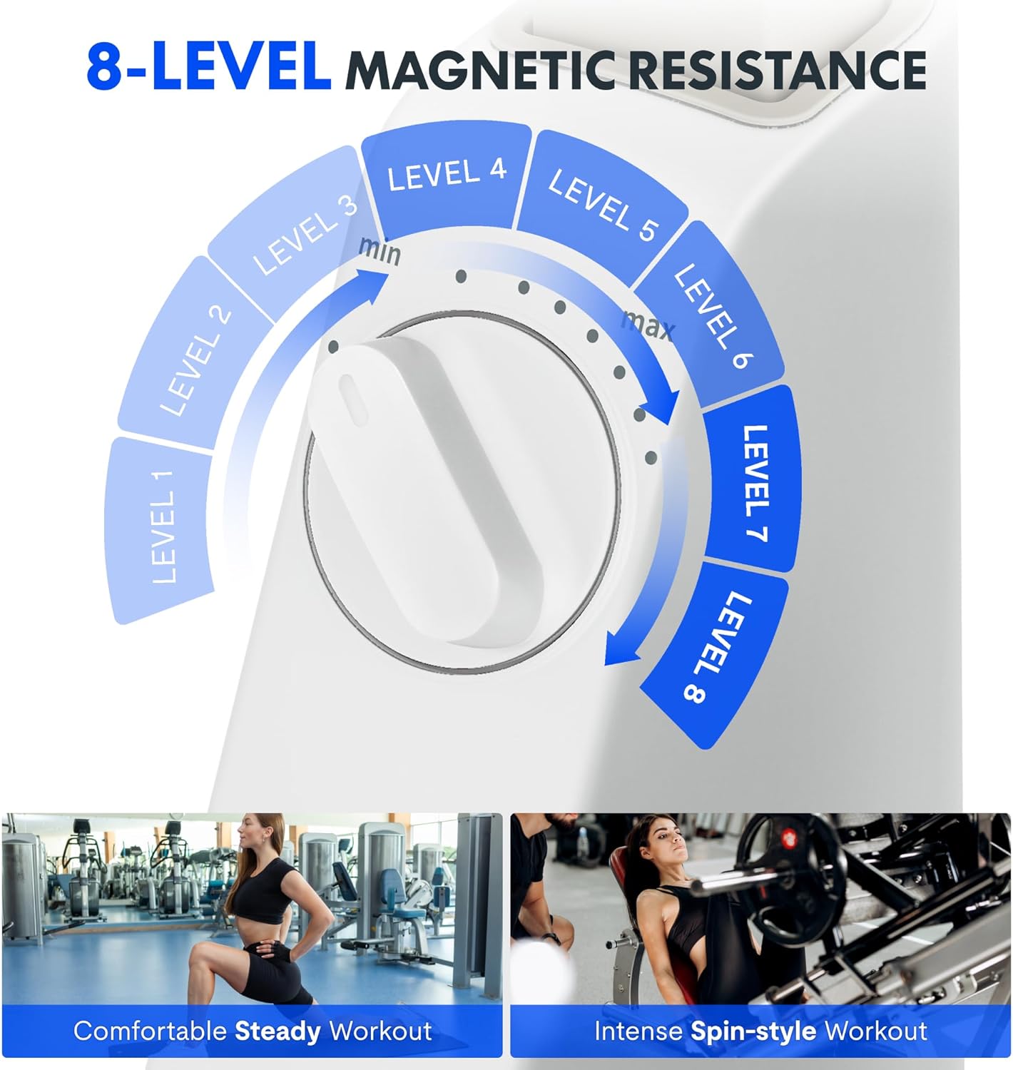 FLEXISPOT Exercise Bike with 2D Desktop, Space Saving Under Desk Bike with Removable Desk, Stationary Bikes Indoor Bikes with 300LBS Heavy Duty 8-Level Resistance Flywheel Optional LCD, V9PRO/V9MAX