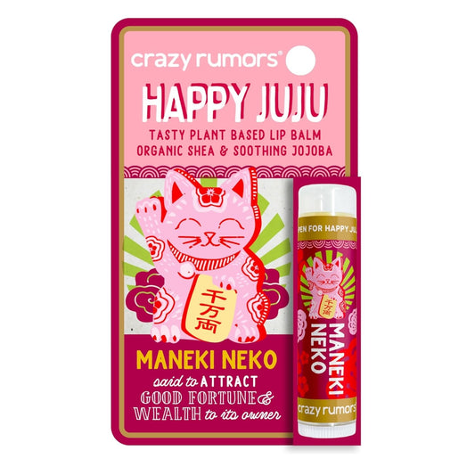 Crazy Rumors Happy Juju All Natural, Plant-Based Lip Balm with Organic Shea & Jojoba 1 Pack (Maneki Neko)