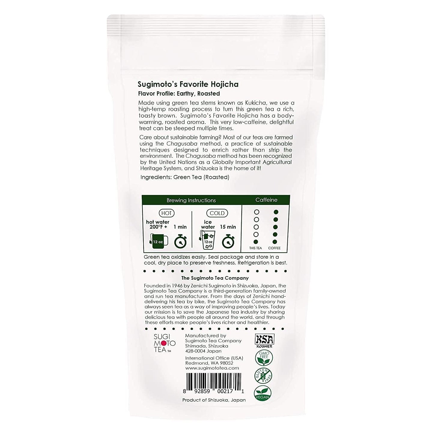 SUGIMOTO TEA Japanese Hojicha Roasted Green Tea Bags 20 Count Pack of 3