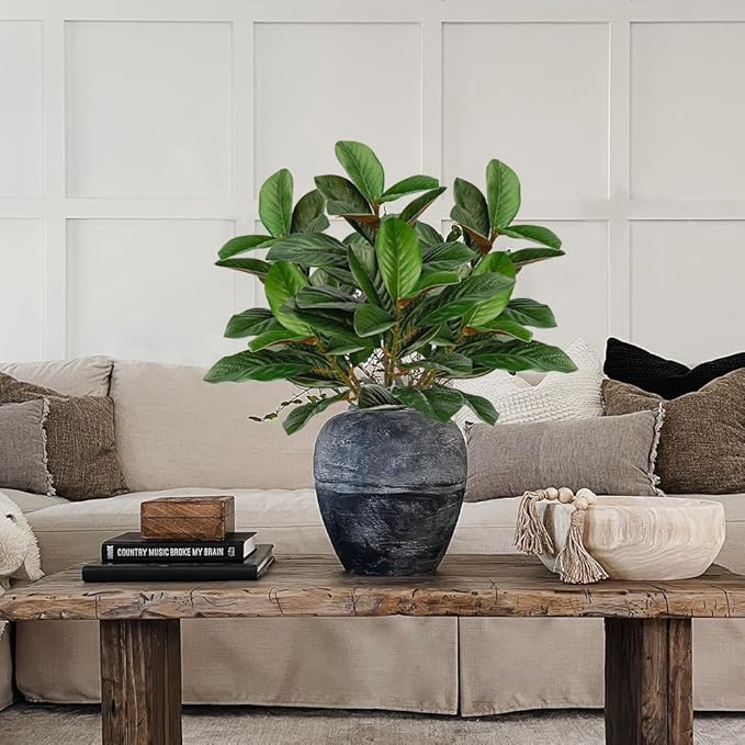 Briful Artificial Magnolia Leaves Stems 3PCS 29.1" Faux Magnolia Branches Fake Greenery Stems for Tall Vase Floral Arrangement Wedding Bouquet Centerpiece Rustic Home Decoration