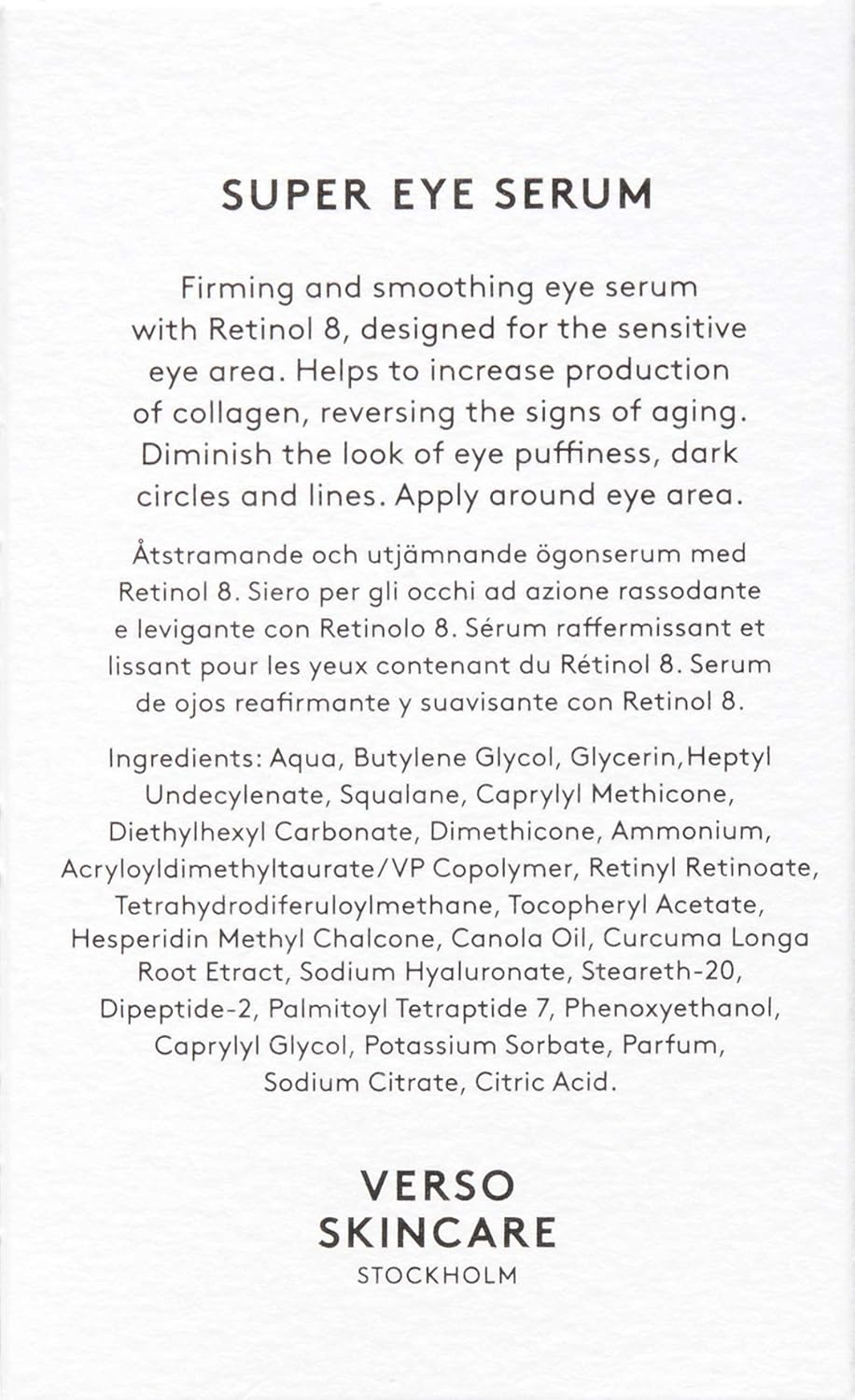 Verso Skin Care | Super Eye Serum | Rejuvenating Under Eye Serum for Youthful Skin | Eye Care Made Easy (0.67 fl oz)