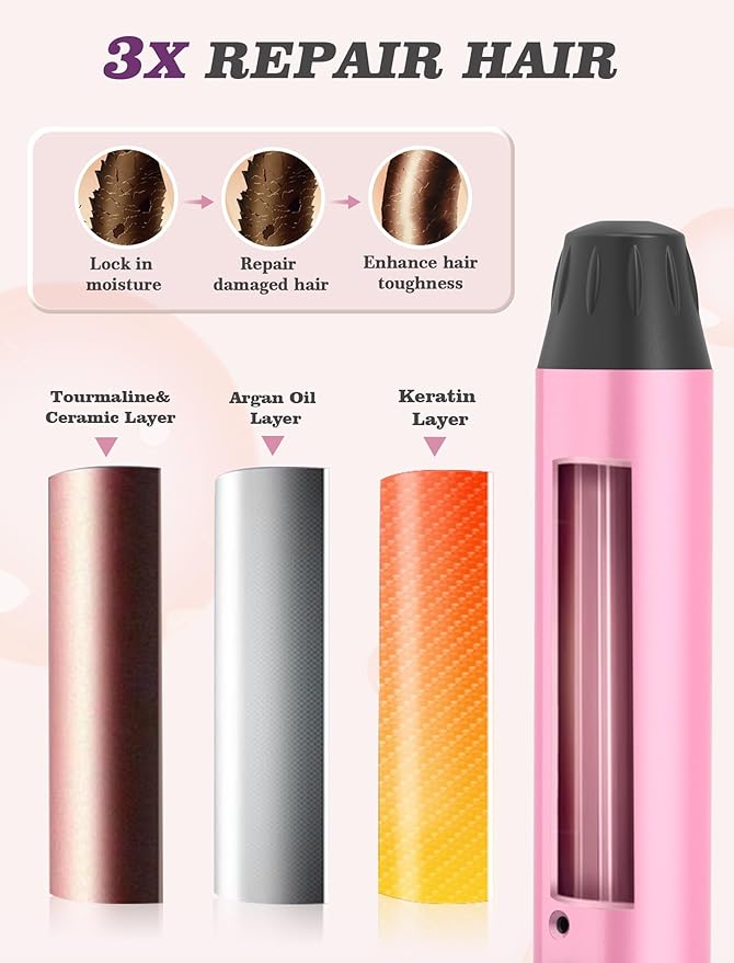 Mini Curling Iron for Travel,110~240V Dual Voltage with European Plug Adapter,Small Curling Iron for Short Hair,Tiny Curling Irons for Women,Anti-Scald Cover,Auto-Off,5 Temp Digital Settings,1 Inch