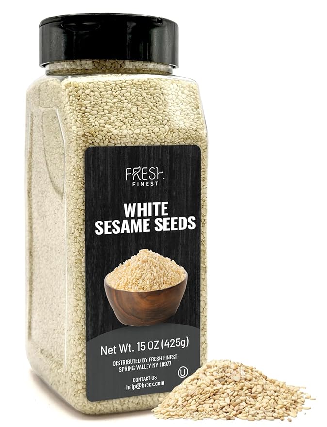Fresh Finest Hulled White Sesame Seeds, 15oz (425G), Premium Quality