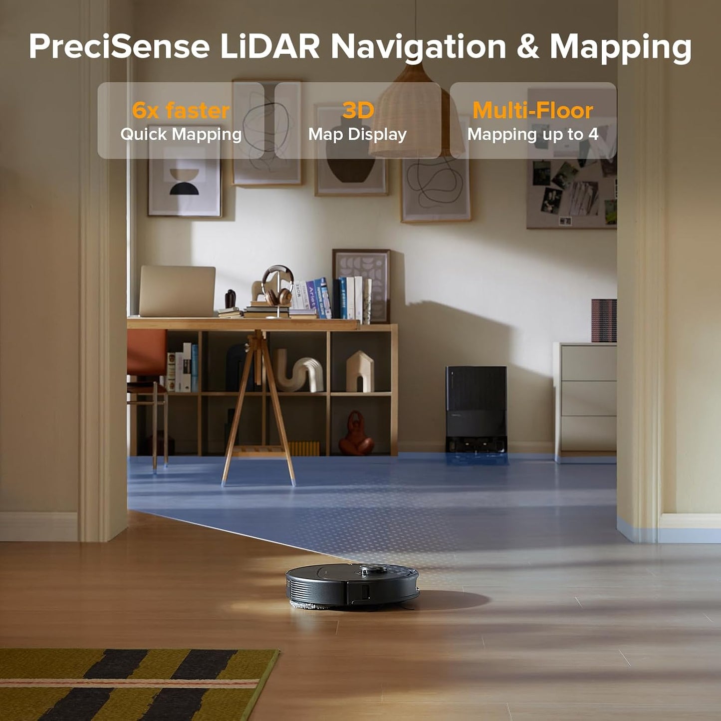 roborock Qrevo Series Robot Vacuum and Mop, 8000Pa Suction, Upgraded from Qrevo S, Anti-Tangle Brushes, Smart Obstacle Avoidance, Auto Mop Washing, All-in-One Dock, 200RPM Spinning Mops, Black(QV 35A)