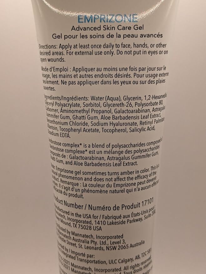 Mannatech Emprizone 5oz, Contains Aloe Vera Gel for Skin, Soothe Minor Skin Irritations, Hydrating Gel Balanced pH-levels, Paraben & Fragrance-free, Allergy tested, Dermatologist tested w/Ambrotose