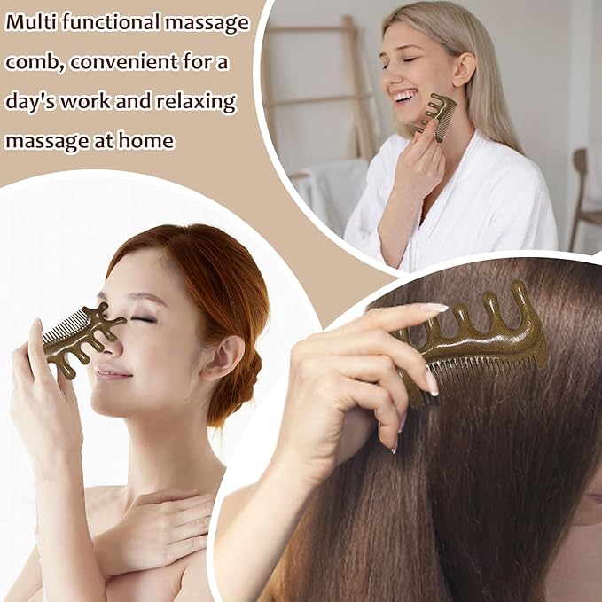 Wooden Massage Comb, Sandalwood Head Scalp Massage ToolNo Static Wide Tooth Scalp Stimulator Gua Sha Body Hair Comb for Men Women