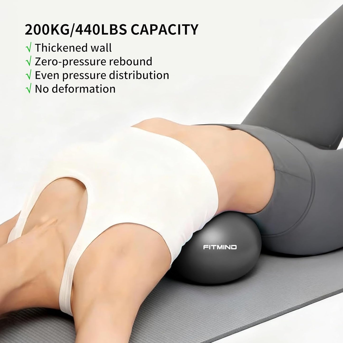 Pilates Ball 10 Inch Anti-Burst Slip Resistant Mini Yoga Ball for Fitness, Core Training, Physical Therapy, Balance, Stability, Stretching 200kg 440lbs Capacity  Black