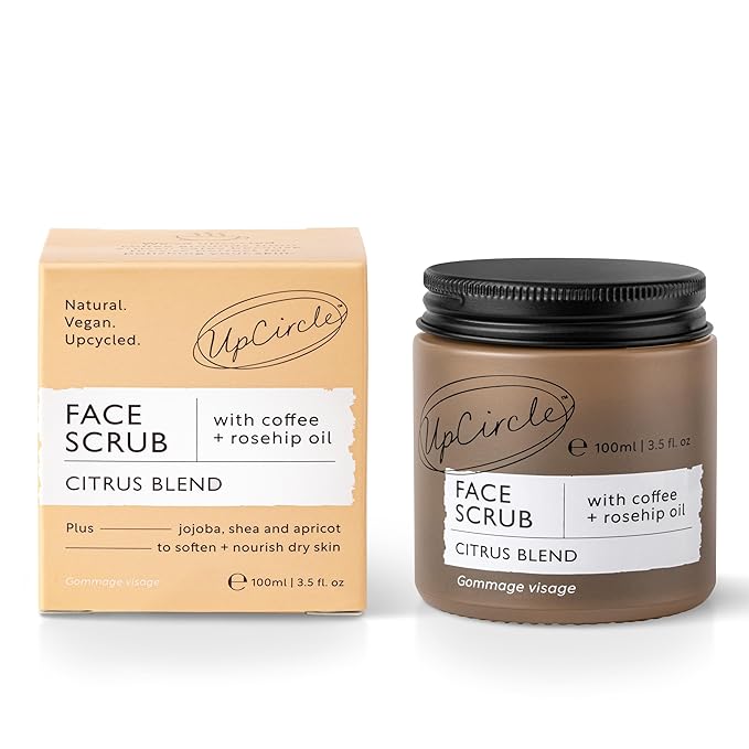 UpCircle Coffee Face Scrub - Citrus Blend For Normal + Dry Skin 3.5oz- Shea Butter, Coconut + Rosehip Oil - Natural, Vegan Face Exfoliator For Soft, Smooth Skin