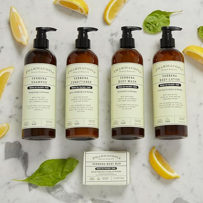 Pharmacopia Verbena Shampoo - Natural Hair Care with Plant Based & Organic Ingredients Aloe Vera, Jojoba Oil, Coconut Oil, and Chamomile Extract - Vegan, Cruelty Free, No Parabens or Sulfates, 16 oz