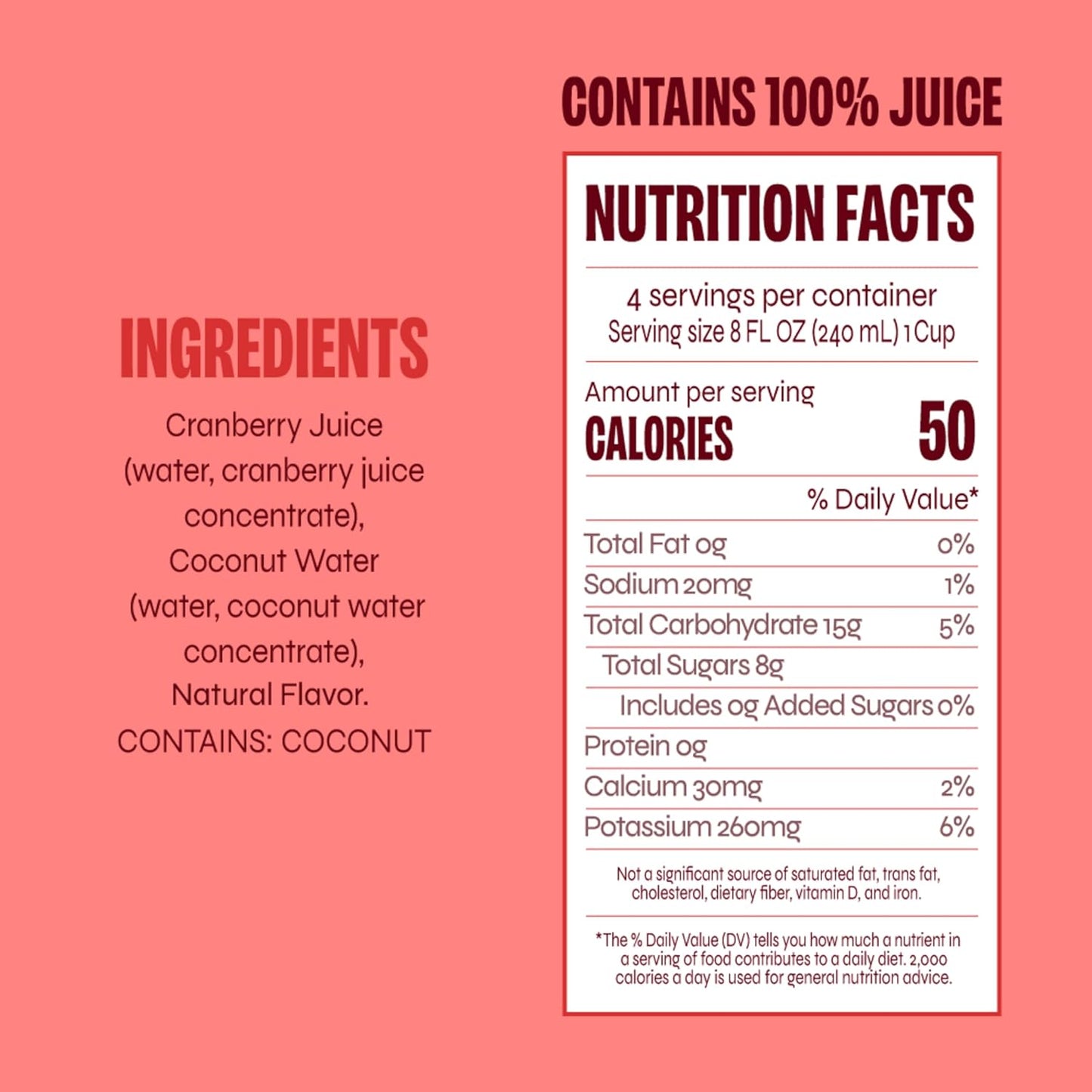 Revl Fruits™ 100% Juice, Boldly Cran™ Cranberry Juice, No Added Sugar, 32 fl oz. Carton (Pack of 4)