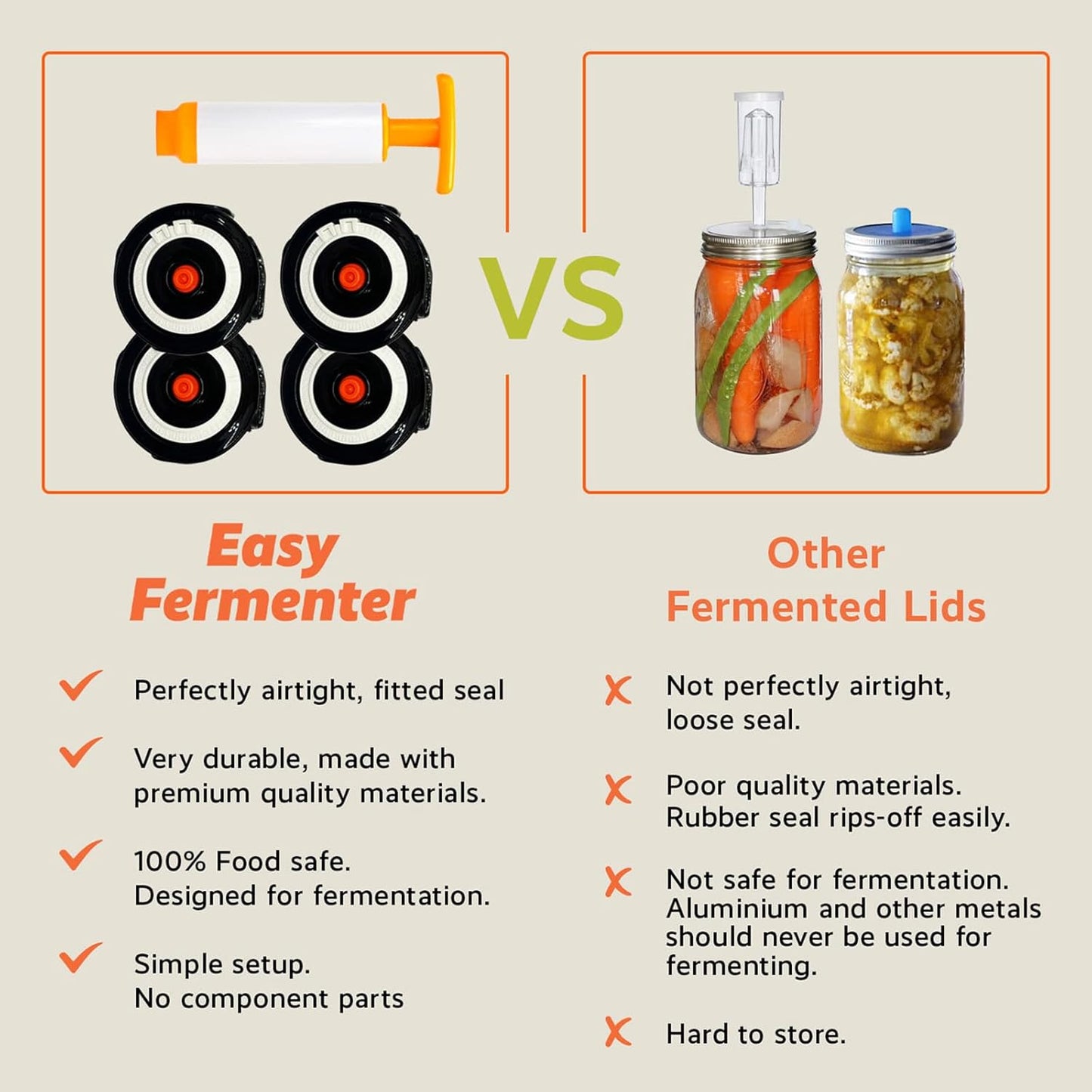 Home Fermentation Kit With 4 Wide Mouth Fermenting Lids With Airlocks, Oxygen Extraction Pump, Ideal For Sauerkraut, Kimchi, Pickles & Fermented Vegetable