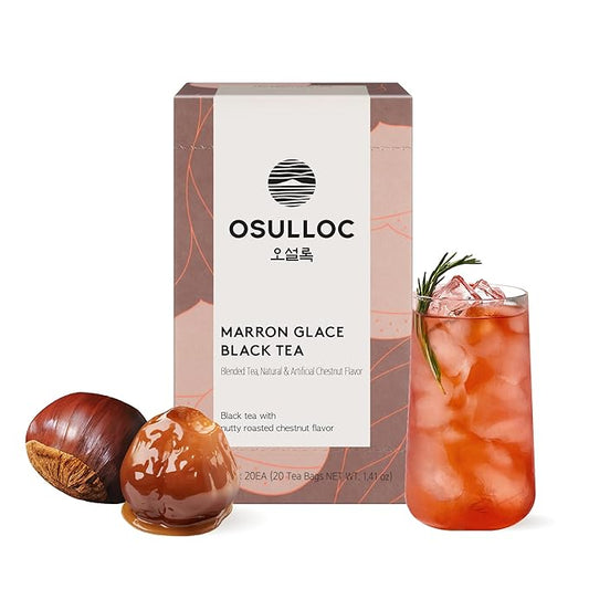 Osulloc Marron Glacé Black Tea, Roasted Chestnut Flavored, Sweet & Elegant Black Tea, Premium Tea Bags from Jeju Island, 20 count, 1.41oz