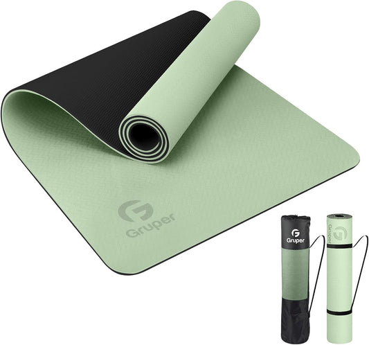 Yoga Mat Non Slip, Eco Friendly Fitness Exercise Mat with Carrying Strap,Pro Yoga Mats for Women,Workout Mats for Home, Pilates and Floor Exercises (Green/Black)