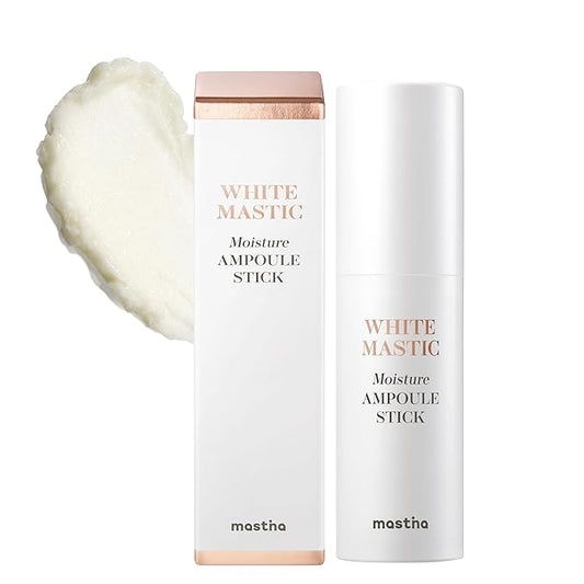 White Mastic Moisture Ampoule Stick (0.35oz) - Wrinkle Reduction, Elasticity, Moisturizing, Radiance Multi Balm. Korean Skin Care Serum Stick for Face, Lips, Eyes, Neck. Vegan T3 Collagen.