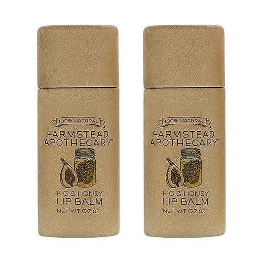 Farmstead Apothecary 100% Natural Lip Balm with Organic Beeswax, Organic Shea Butter & Organic Coconut Oil, Fig & Honey 0.2oz (Pack of 2)