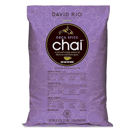 Orca Spice Reduced Calorie Chai Tea Latte Mix, 47.6 Oz, Black Tea, Organic Spices, Sugar Free, Dairy Free, Serve Hot or Cold, Just Add Water or Milk, 56 Servings, Perfect for Food Service