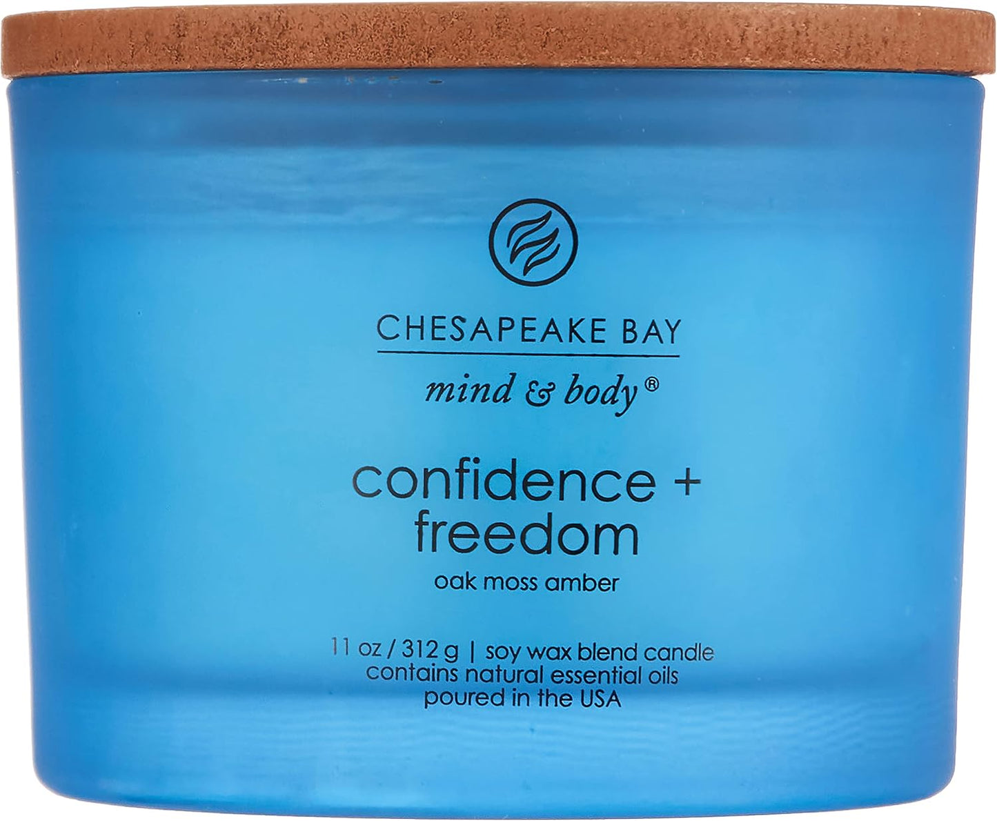Chesapeake Bay Candle Scented Candle, Confidence + Freedom (Oak Moss Amber), 3-Wick Coffee Table Jar, Blue, Home Décor