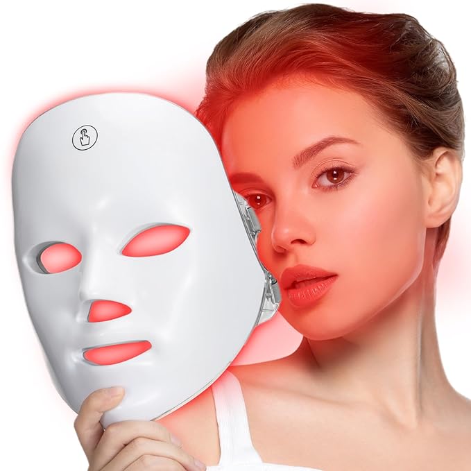 Red Light Mask For Face, 7-1 Colors Red Light Face Mask, Facial Skincare At Home, Cordless, Portable and Rechargeable