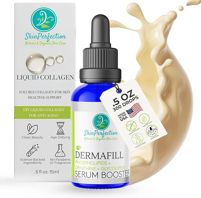 Skin Perfection Adipofill Wrinkle Filler - Anti Aging Serum with Patented L-ornithine Amino Acid for Plump Up Under-eye Hollowness & Nasolabial Lines - Diy Face Serum for Women Mix with Any Skincare