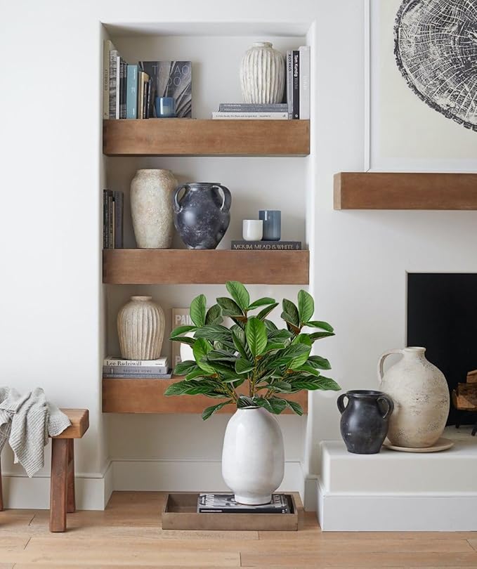 Briful Artificial Magnolia Leaves Stems 3PCS 29.1" Faux Magnolia Branches Fake Greenery Stems for Tall Vase Floral Arrangement Wedding Bouquet Centerpiece Rustic Home Decoration