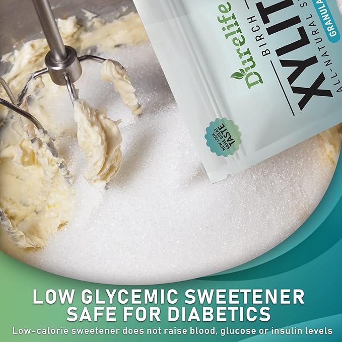 DureLife XYLITOL Sugar Substitute 4 OZ Made From 100% Pure Birch Xylitol NON GMO - Gluten Free - Kosher,Natural sugar alternative, (4OZ SAMPLE SIZE)