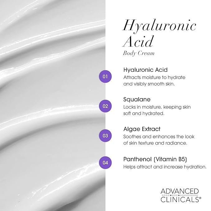 Advanced Clinicals Hyaluronic Acid Body Lotion & Face Moisturizer W/Vitamin E | Hydrating Firming Lotion Minimizes Look Of Wrinkles, Stretch Marks, & Crepey & Dry Skin | Skin Care Products, 16 Oz