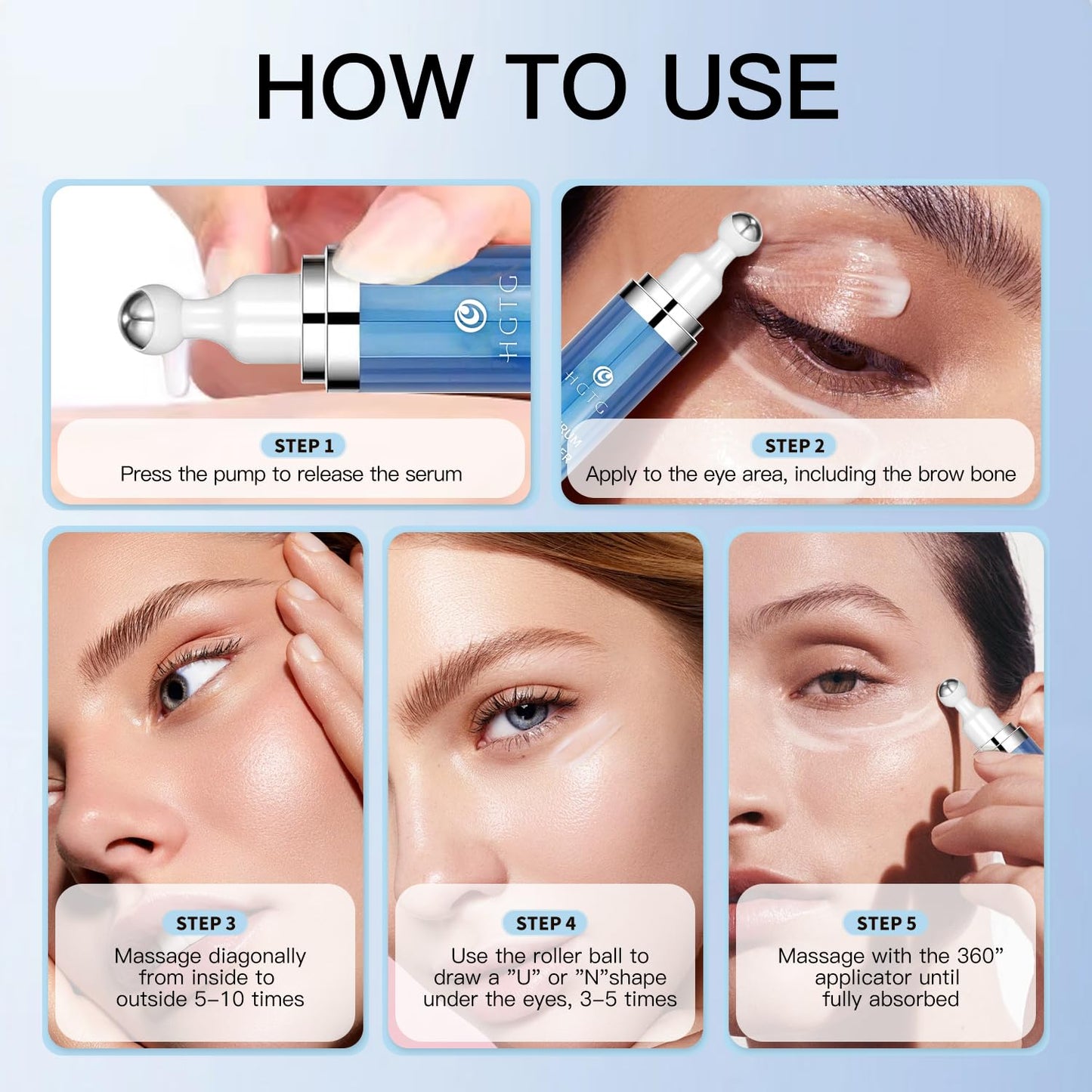 5% Caffeine Eye Serum,Caffeine Eye Cream with Massage Roller Ball,Under Eye Cream for Dark Circles,Puffiness,Under Eye Bags,Moisturizing Cream Eye Bags Fine Lines Wrinkle Treatment for Women and Men