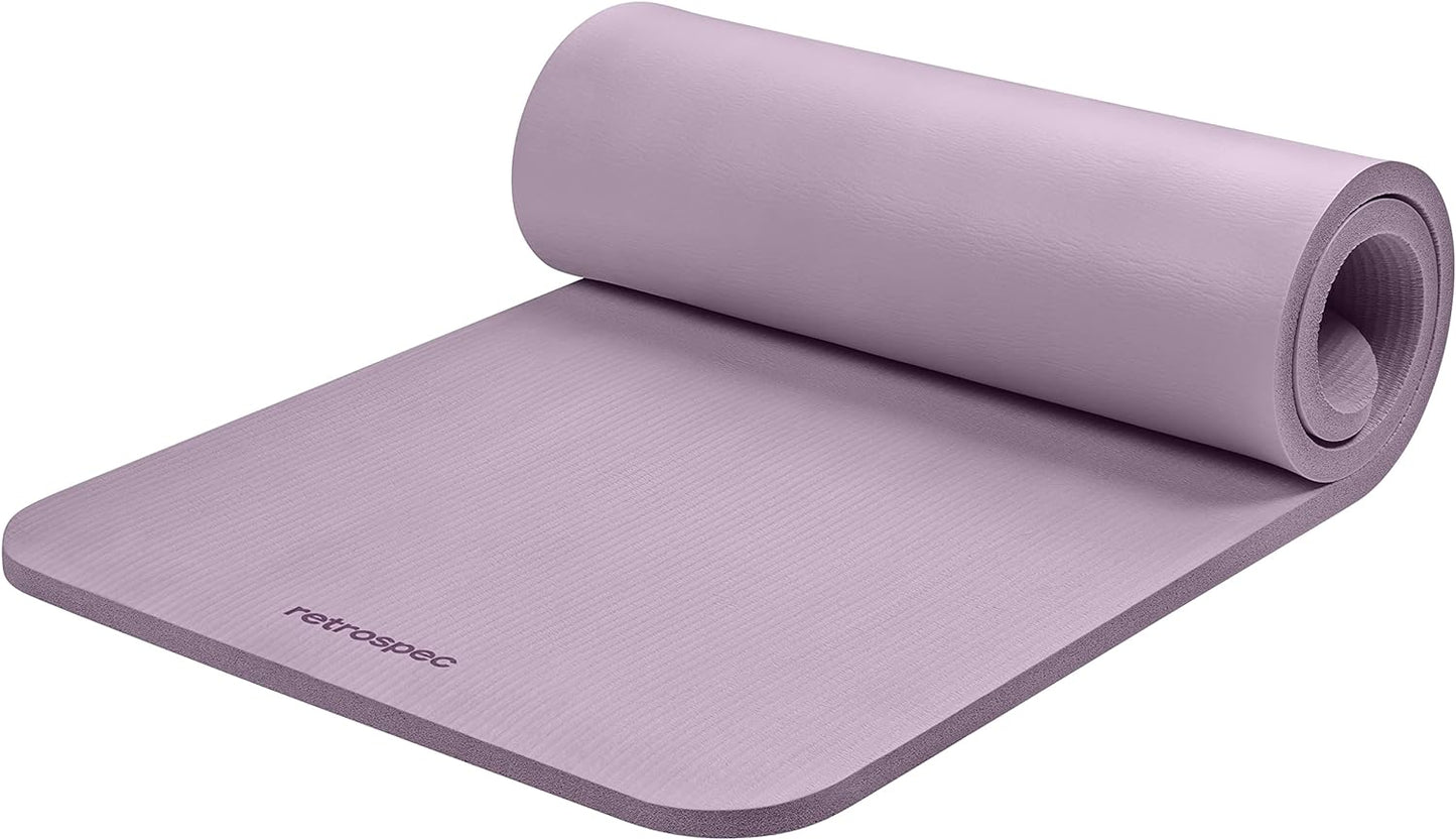 Retrospec Solana Yoga Mat 1" Thick With Nylon Strap For Men & Women - Non Slip Exercise Mat For Home Yoga, Pilates, Stretching, Floor & Fitness Workouts