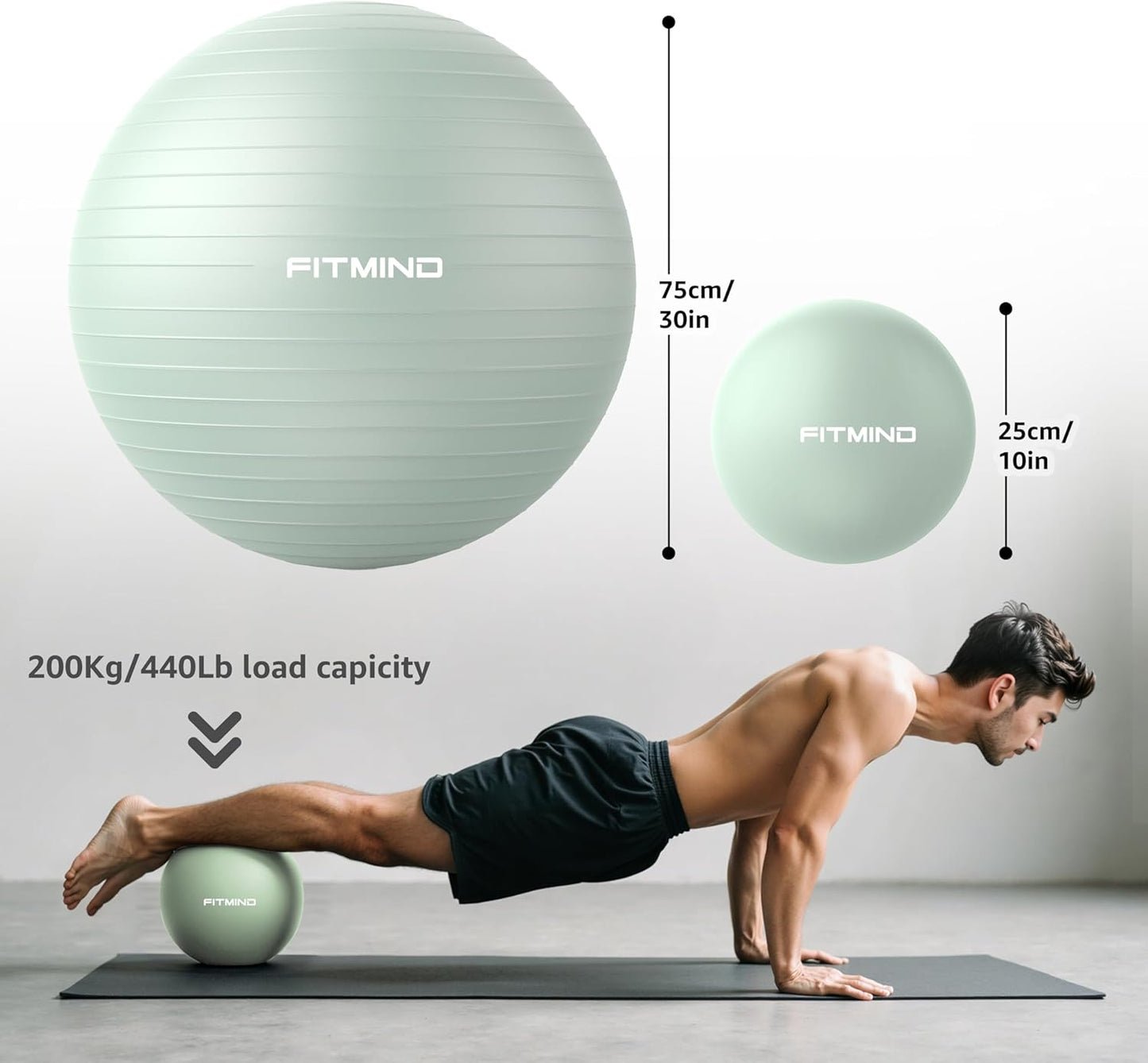 Exercise Balls Set 22-30 Inch & 9 Inch, Small Pilates Ball with Pump, Pregnancy Ball for Women, Yoga Balls for Exercise, Small Exercise Ball for Between Knees, Stability, Physio Green