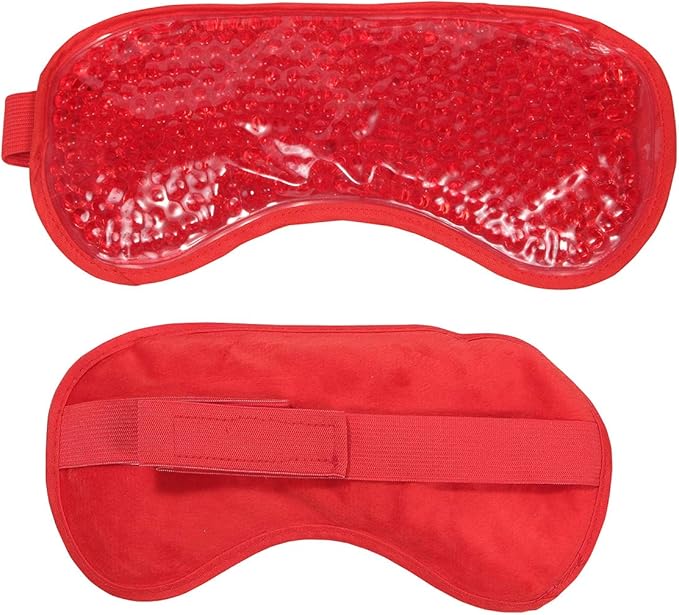 Cooling Eye Mask Reusable Gel Eye Mask for Puffy Eyes,Ice Eye Mask Cold Eye Mask Frozen with Plush Backing for Headache,Migraine,Stress Relief-Color Red