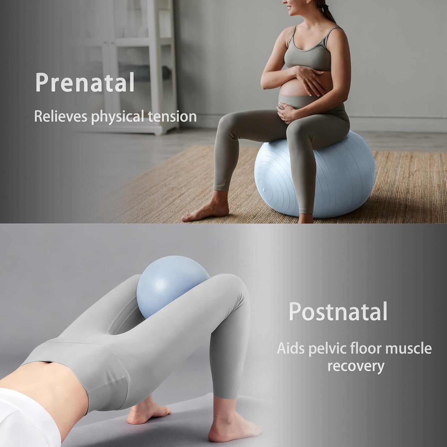 Exercise Balls Set 22-30 Inch & 9 Inch, Small Pilates Ball with Pump, Pregnancy Ball for Women, Yoga Balls for Exercise, Small Exercise Ball for Between Knees, Stability, Physio  Blue