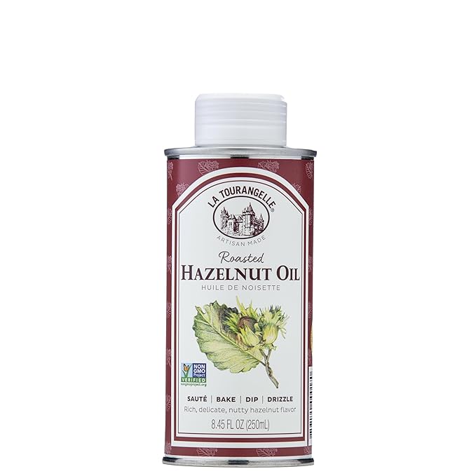 La Tourangelle, Roasted Hazelnut Oil, High-Oleic Oil Great for Baking, Stir-Frying, and Vinaigrettes, 8.45 fl oz