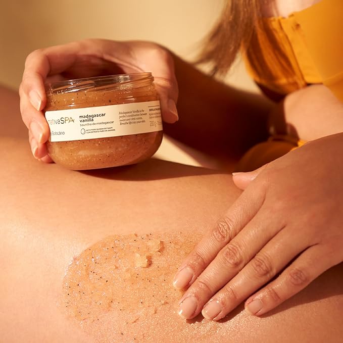 Nativa SPA by O Boticário Madagascar Vanilla Exfoliating Body Scrub, Hydrating & Anti Aging Gentle Exfoliator, 7 Ounce