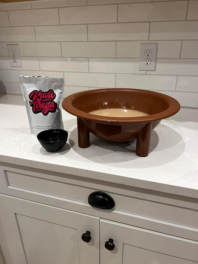 Kavafied Tanoa - Traditional Kava Bowl, 1.5 Gallons, Food Safe PP, 15"x15"x5.5" (Vesi Wood Brown)