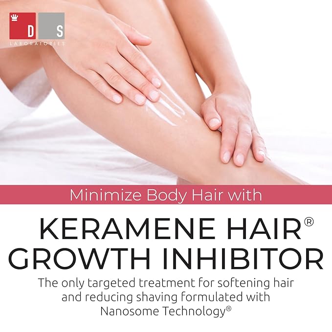 DS Labs Keramene Hair Inhibitor for Face & Body - Reduces Hair Visibility, Softens Texture, Minimizes Growth Over Time, Paraben-Free Formula with Witch Hazel, With Nanosome Technology, 6 Fl Oz