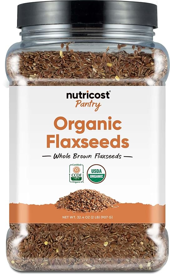 Nutricost Pantry Organic Flaxseeds (2 Pounds) - Whole Brown Flaxseeds, Vegan, GMO-Free, Gluten-Free