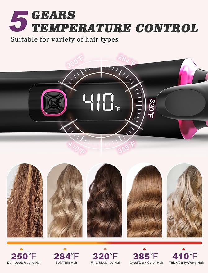 Mini Curling Iron for Travel,110~240V Dual Voltage with European Plug Adapter,Small Curling Iron for Short Hair,Tiny Curling Irons for Women,Anti-Scald Cover,Auto-Off,5 Temp Digital Settings,1 Inch
