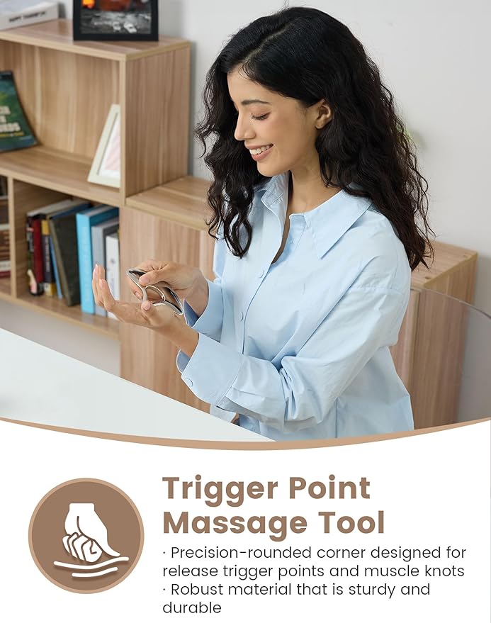 lifechill Stainless Steel Gua Sha, Muscle Scraper Tool, Lymphatic Drainage Massager for Self Care, Metal GuaSha Tool for Full Body, Trigger Point Massage Tools for Pain Relief