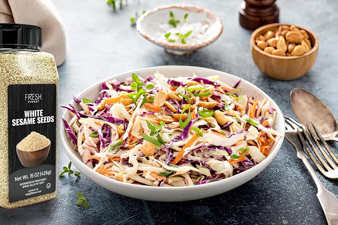 Fresh Finest Hulled White Sesame Seeds, 15oz (425G), Premium Quality