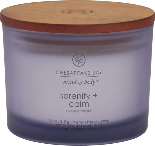 Chesapeake Bay Candle Scented Candle Serenity + Calm (Lavender Thyme) Coffee Table Home Décor 3 wicks